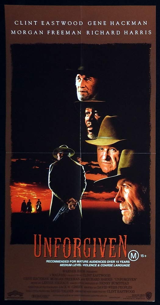 UNFORGIVEN Original daybill Movie Poster CLINT EASTWOOD Gene Hackman