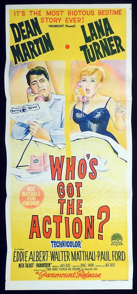 WHO’S GOT THE ACTION Original Daybill Movie Poster Dean Martin Lana Turner