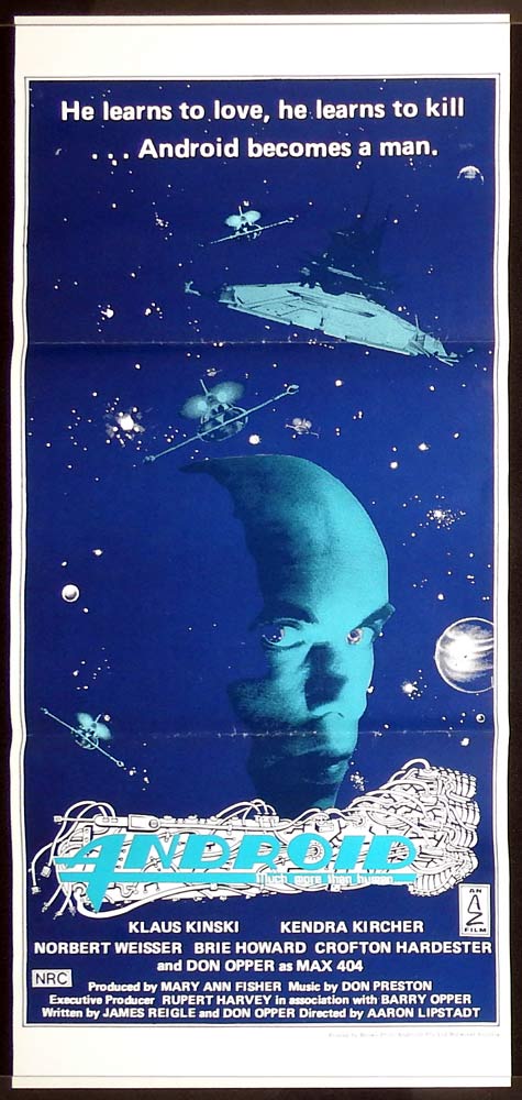 ANDROID Original Daybill Movie Poster Klaus Kinski Sci Fi