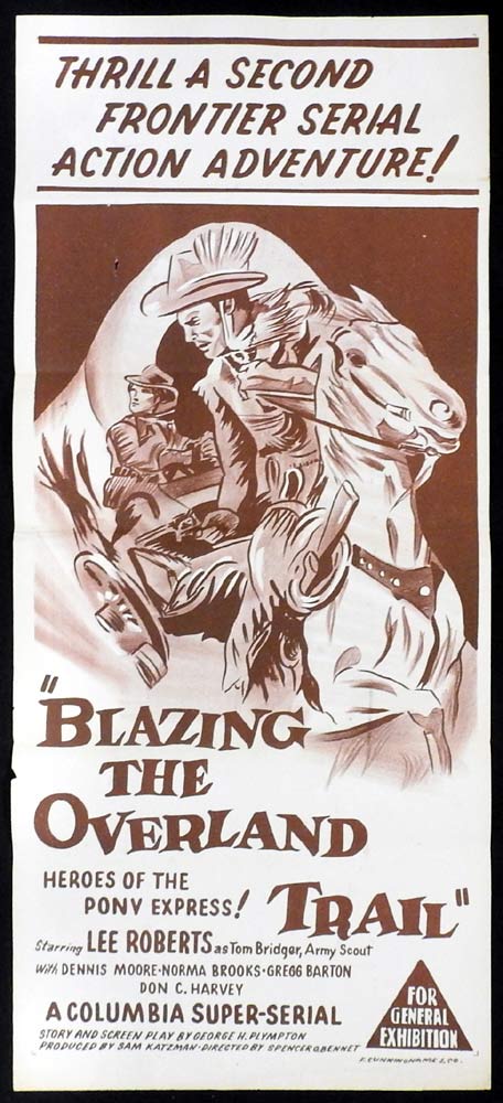 BLAZING THE OVERLAND TRAIL Original 50s Daybill Movie Poster Columbia Serial