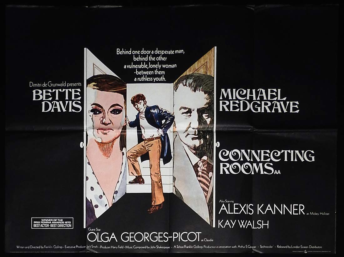 CONNECTING ROOMS Original British Quad Movie Poster Bette Davis