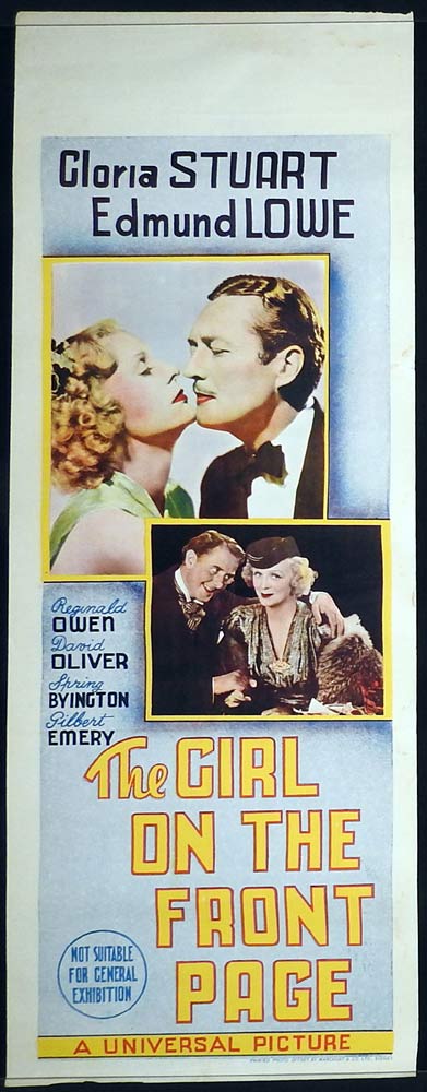 GIRL ON THE FRONT PAGE Original Long Daybill Movie Poster Edmund Lowe 1936
