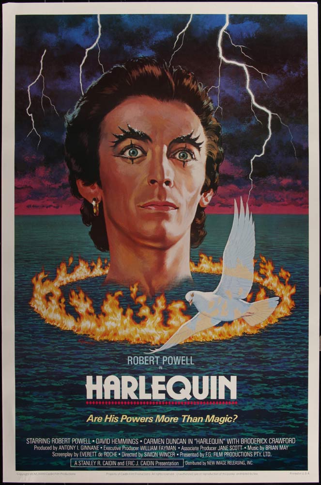 HARLEQUIN Original US One sheet Movie poster Robert Powell Carmen Duncan