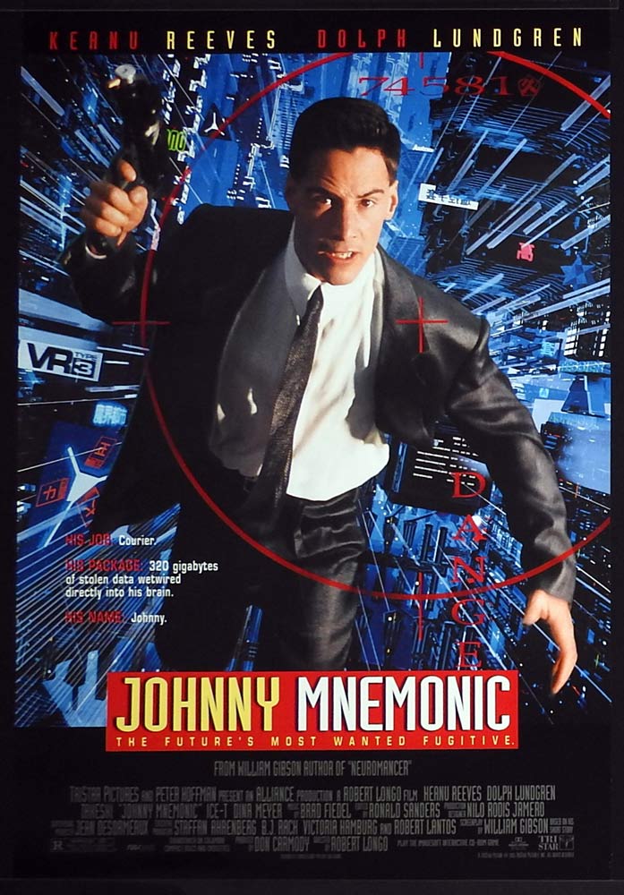 JOHNNY MNEMONIC Original US One sheet Movie poster Keanu Reeves