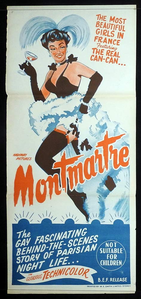 MONTMARTRE Original Daybill Movie Poster Wallace Greenslade Can Can