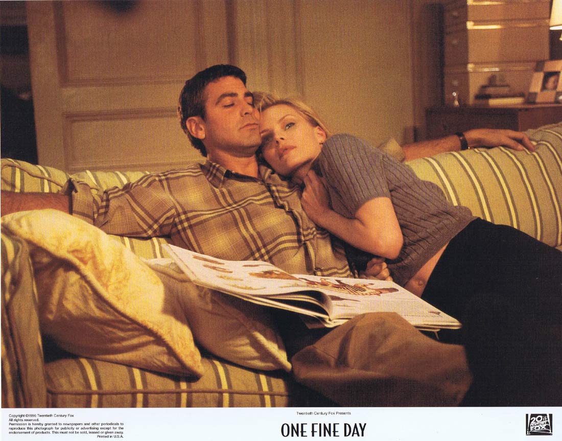 ONE FINE DAY Original Lobby Card 4 Michelle Pfeiffer George Clooney
