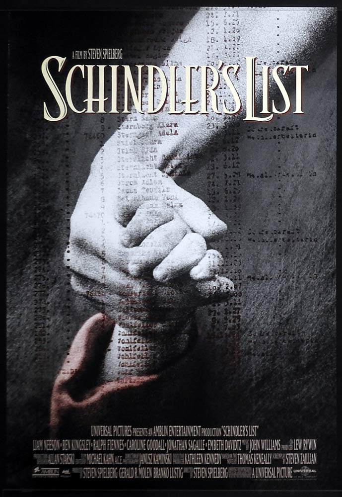 SCHINDLER’S LIST Original US SS One sheet Movie poster Liam Neeson
