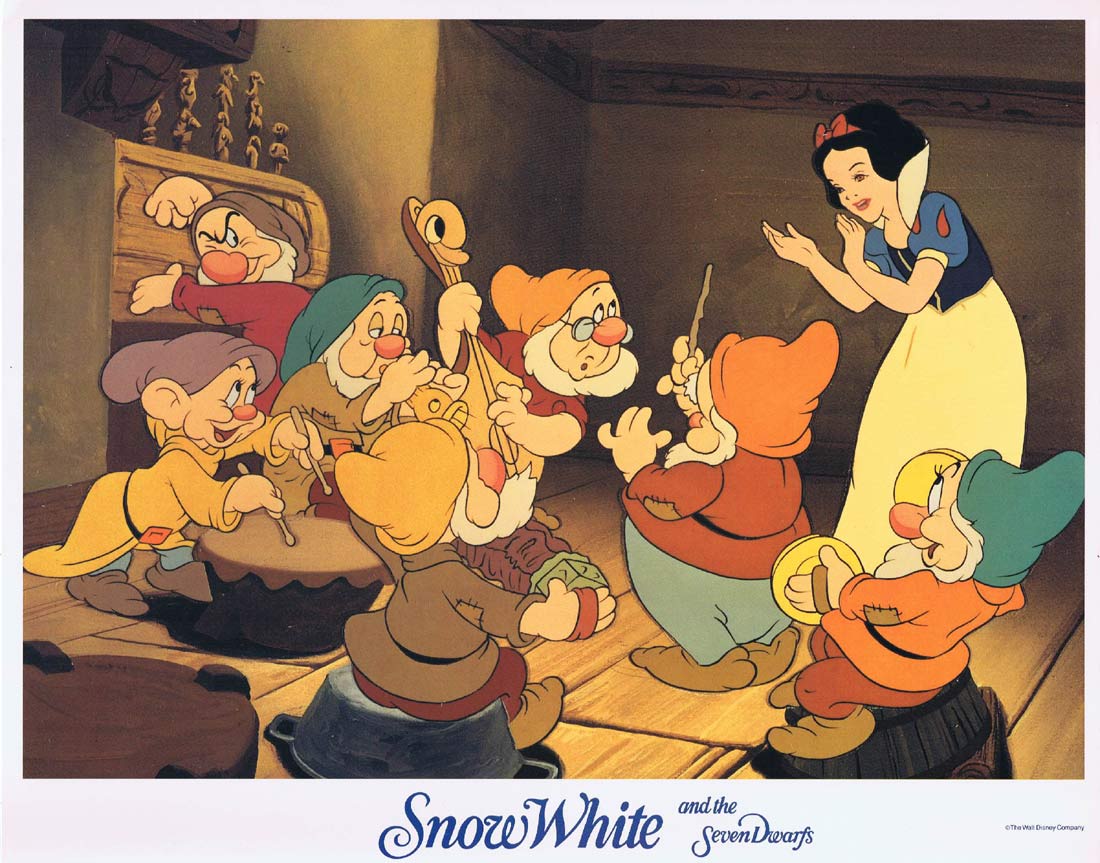 SNOW WHITE AND THE SEVEN DWARFS Original 1987r Lobby Card 3 Disney