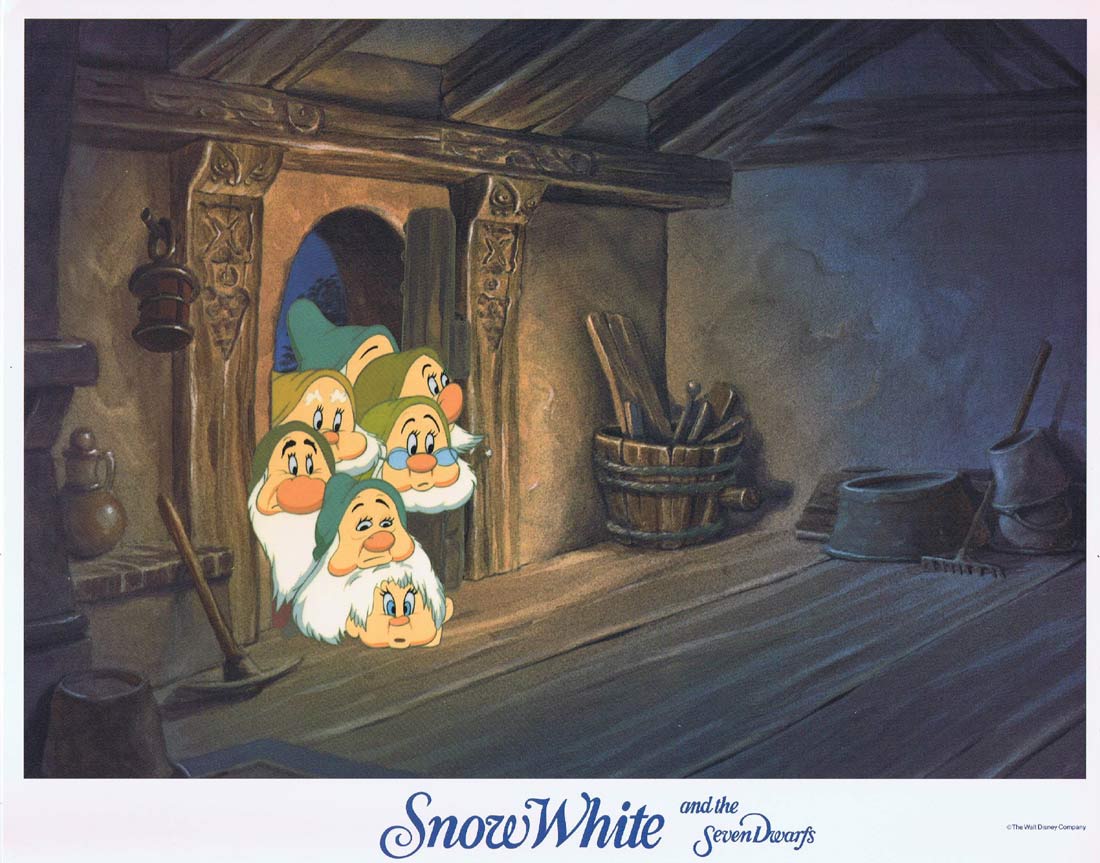 SNOW WHITE AND THE SEVEN DWARFS Original 1987r Lobby Card 7 Disney
