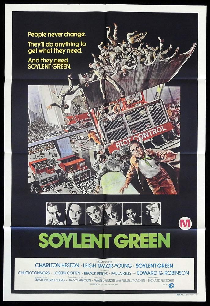 SOYLENT GREEN Original Aust One Sheet Movie Poster Charlton Heston