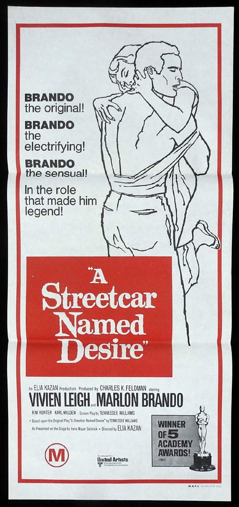 A STREETCAR NAMED DESIRE Original 1970sr Daybill Movie poster Marlon Brando