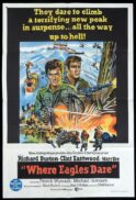 WHERE EAGLES DARE Original Aust One Sheet Movie Poster Clint Eastwood
