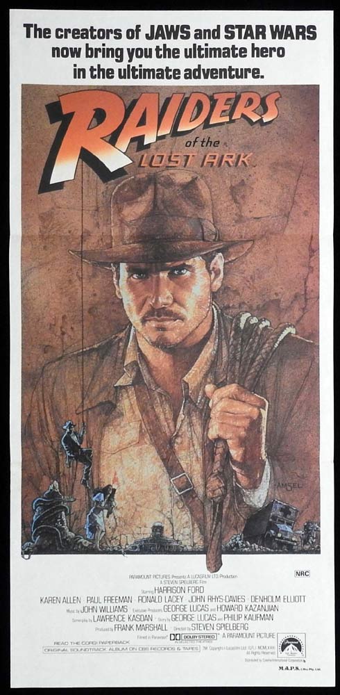 RAIDERS OF THE LOST ARK Daybill Movie Poster 1981 Harrison Ford CIC