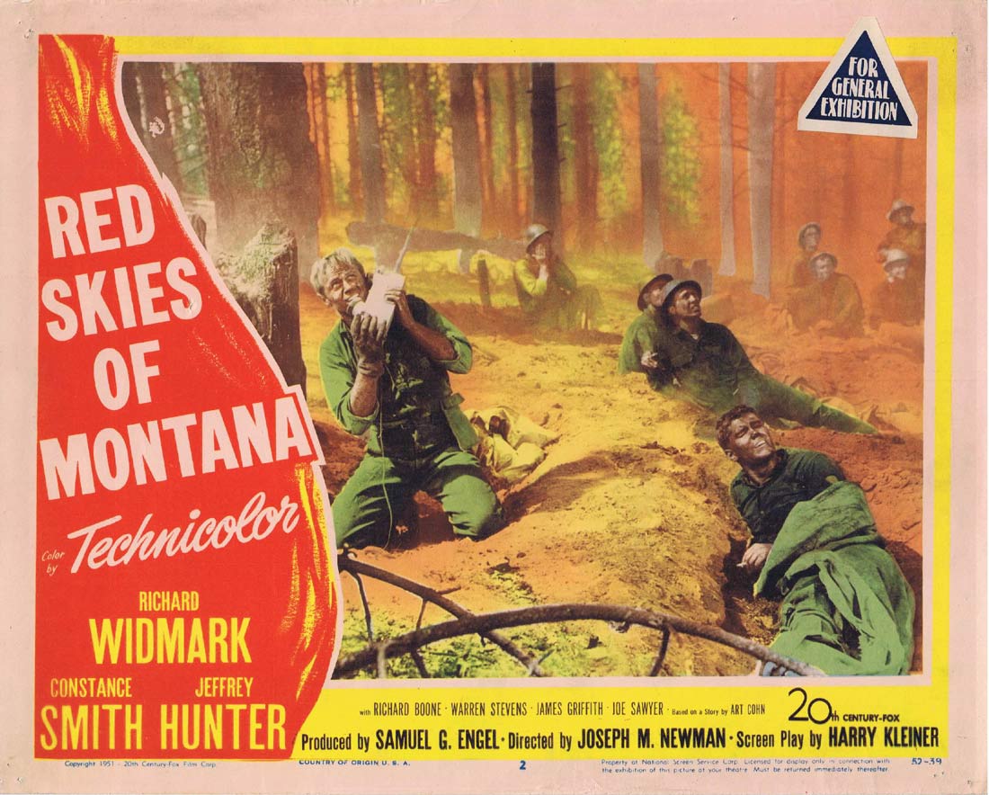 RED SKIES OF MONTANA Original Lobby Card 2 Richard Widmark