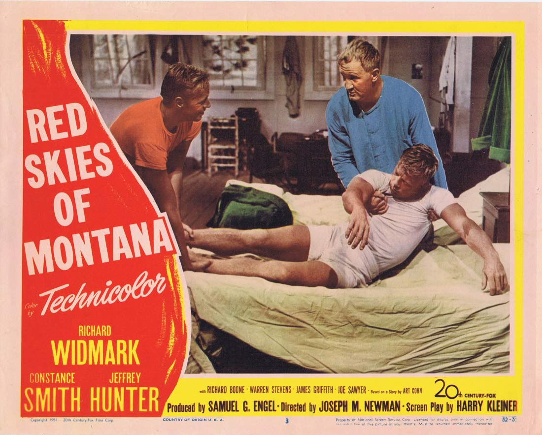 RED SKIES OF MONTANA Original Lobby Card 3 Richard Widmark