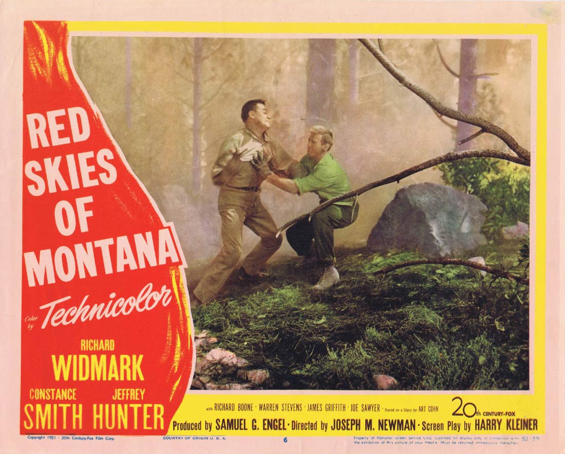 RED SKIES OF MONTANA Original Lobby Card 6 Richard Widmark