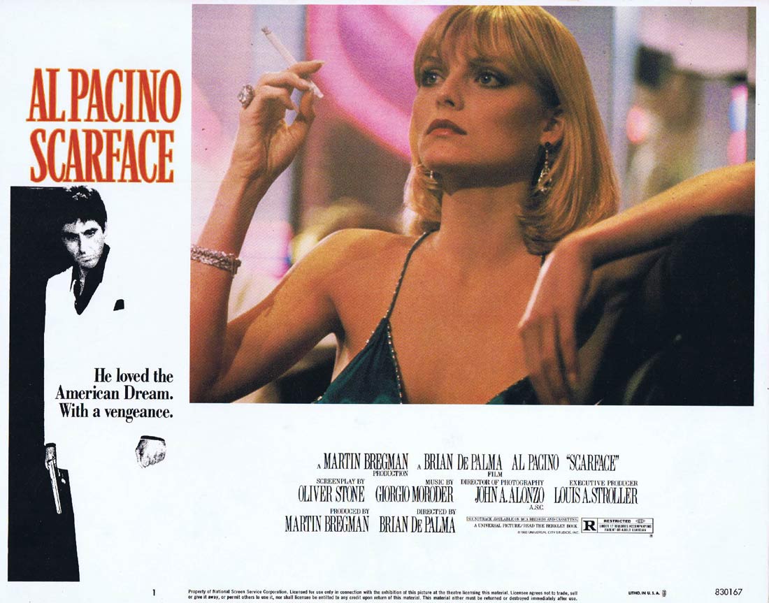 SCARFACE Original Lobby card 1 Al Pacino Michelle Pfeiffer