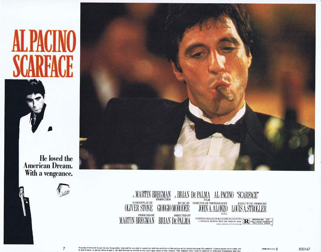 SCARFACE Original Lobby card 7 Al Pacino Michelle Pfeiffer
