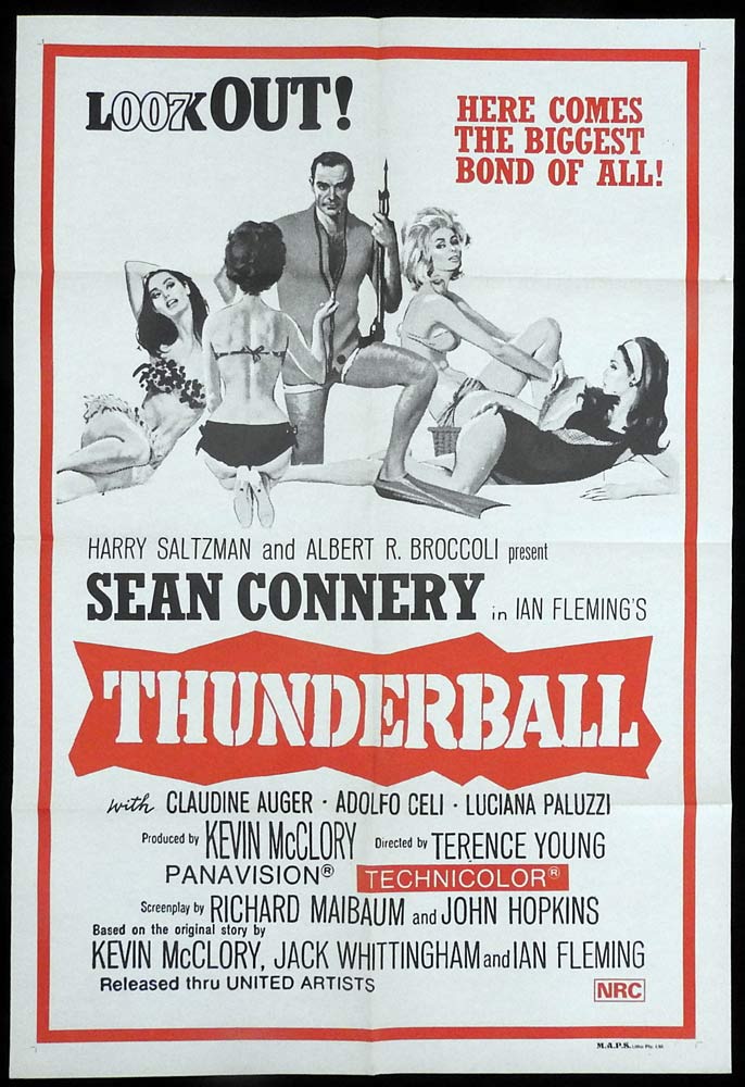 THUNDERBALL Original 1970sr One sheet Movie poster James Bond