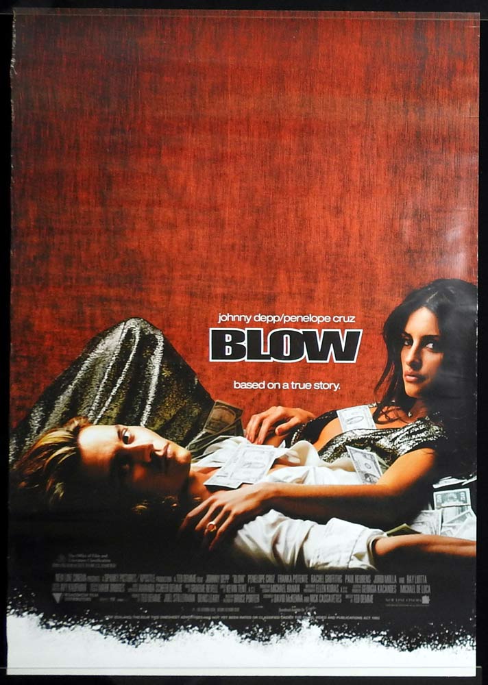BLOW Original One sheet Movie poster Johnny Depp Penélope Cruz
