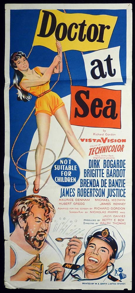 DOCTOR AT SEA Original Daybill Movie poster Dirk Bogarde Brigitte Bardot