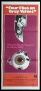 FOUR FLIES ON GREY VELVET Original Daybill Movie Poster Horror Dario Argento Giallo