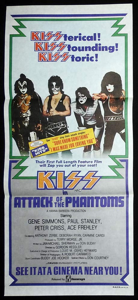 KISS ATTACK OF THE PHANTOMS Original Daybill Movie Poster Gene Simmons