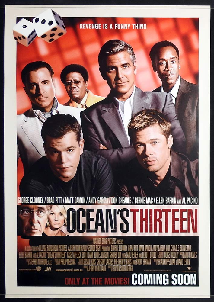OCEAN’S 13 Original AUST One sheet Movie poster George Clooney Brad Pitt