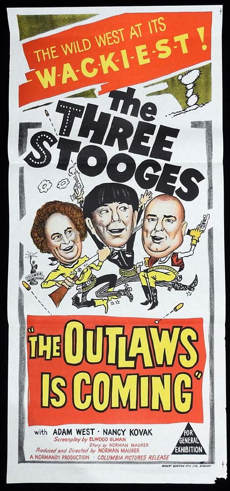 THE OUTLAWS IS COMING Original Daybill Movie Poster The Three Stooges