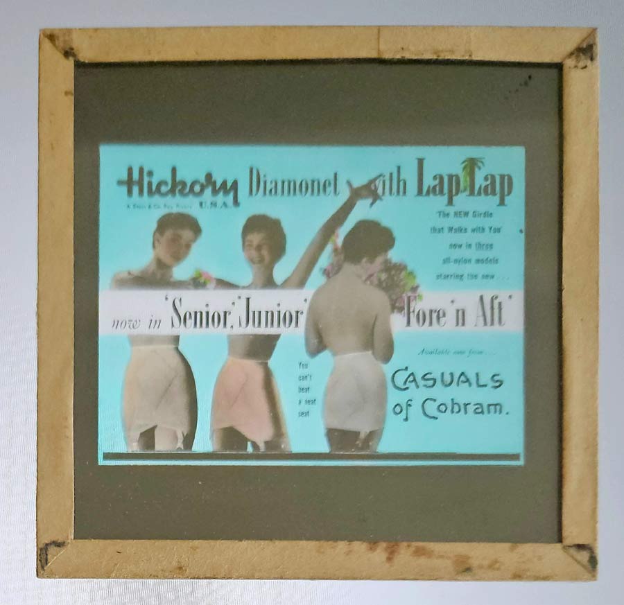 HICKORY UNDERGARMENTS 1950s Movie Glass Lantern Slide Cobram
