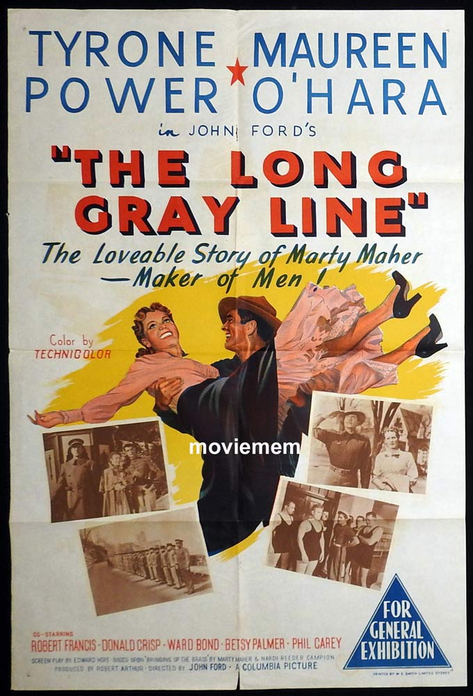 THE LONG GRAY LINE Original One sheet Movie poster Tyrone Power Maureen O’Hara
